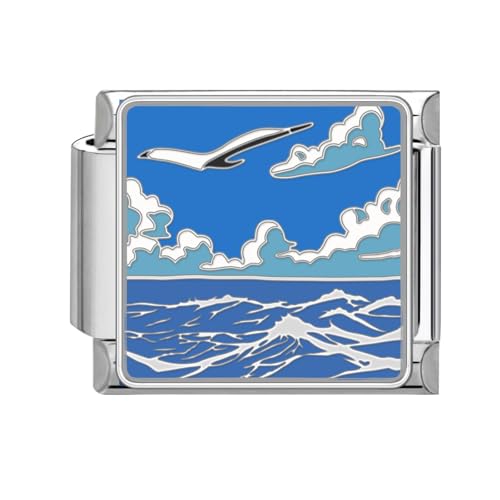 Greenyre Italian Charm Bracelet Silber 9mm Blauer Italian Style Charms für Damen, DIY Abnehmbar Titanstahl Module für Italienische Armbänder(Blue Charms 09) von Greenyre