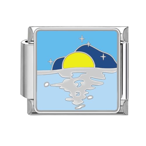 Greenyre Italian Charm Bracelet Silber 9mm Blauer Italian Style Charms für Damen, DIY Abnehmbar Titanstahl Module für Italienische Armbänder(Blue Charms 11) von Greenyre