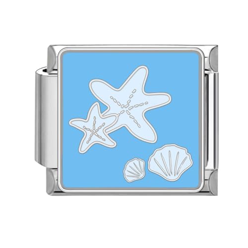 Greenyre Italian Charm Bracelet Silber 9mm Blauer Italian Style Charms für Damen, DIY Abnehmbar Titanstahl Module für Italienische Armbänder(Blue Charms 13) von Greenyre