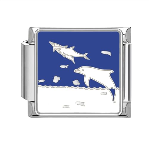 Greenyre Italian Charm Bracelet Silber 9mm Blauer Italian Style Charms für Damen, DIY Abnehmbar Titanstahl Module für Italienische Armbänder(Blue Charms 18) von Greenyre