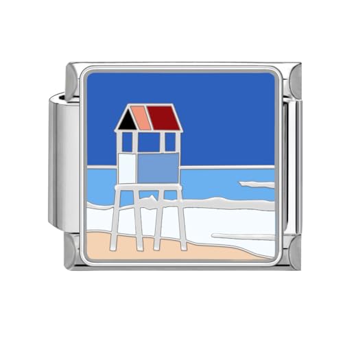 Greenyre Italian Charm Bracelet Silber 9mm Blauer Italian Style Charms für Damen, DIY Abnehmbar Titanstahl Module für Italienische Armbänder(Blue Charms 21) von Greenyre