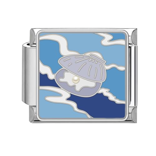 Greenyre Italian Charm Bracelet Silber 9mm Blauer Italian Style Charms für Damen, DIY Abnehmbar Titanstahl Module für Italienische Armbänder(Blue Charms 24) von Greenyre