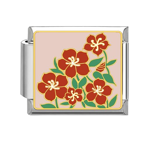 Greenyre Italian Charm Bracelet Vintage Italian Charms Edelstahl 9mm Blumen-series Bracelet,DIY Abnehmbar Module für Italienische Armbänder,Italian Style Charms für Damen Mädchen(Flower-10) von Greenyre