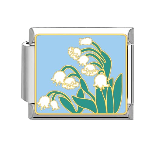 Greenyre Italian Charm Bracelet Vintage Italian Charms Edelstahl 9mm Blumen-series Bracelet,DIY Abnehmbar Module für Italienische Armbänder,Italian Style Charms für Damen Mädchen(Flower-13) von Greenyre