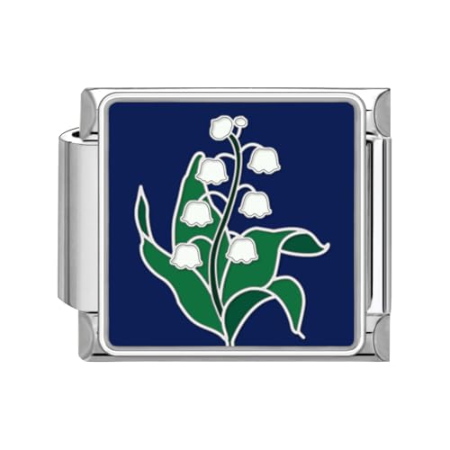 Greenyre Italian Charm Bracelet Vintage Italian Charms Edelstahl 9mm Blumen-series Bracelet,DIY Abnehmbar Module für Italienische Armbänder,Italian Style Charms für Damen Mädchen(Style-1) von Greenyre