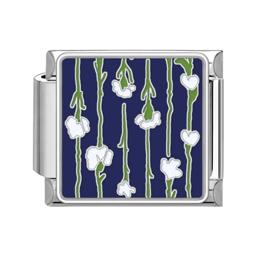 Greenyre Italian Charm Bracelet Vintage Italian Charms Edelstahl 9mm Blumen-series Bracelet,DIY Abnehmbar Module für Italienische Armbänder,Italian Style Charms für Damen Mädchen(Style-15) von Greenyre