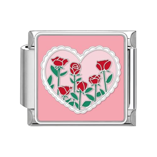 Greenyre Italian Charm Bracelet Vintage Italian Charms Edelstahl 9mm Blumen-series Bracelet,DIY Abnehmbar Module für Italienische Armbänder,Italian Style Charms für Damen Mädchen(Style-5) von Greenyre