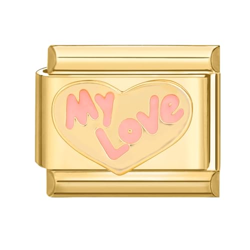 Greenyre Italian charm bracelet gold 9mm Italian Charms,DIY Abnehmbar Module für Italienische Armbänder,Italian Style Charms für Damen Herren Kinder Jungen Mädchen von Greenyre