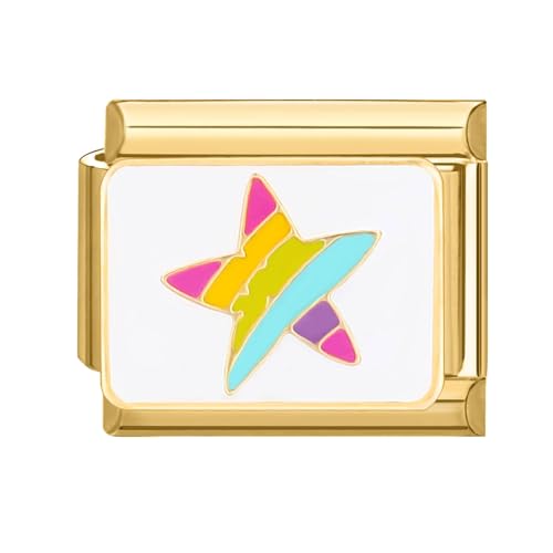 Greenyre Italian charm bracelet gold 9mm Italian Charms,DIY Abnehmbar Module für Italienische Armbänder,Italian Style Charms für Damen Herren Kinder Jungen Mädchen von Greenyre