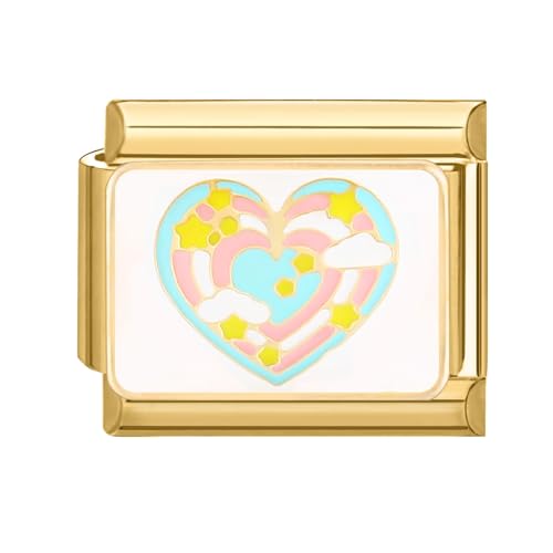 Greenyre Italian charm bracelet gold 9mm Italian Charms,DIY Abnehmbar Module für Italienische Armbänder,Italian Style Charms für Damen Herren Kinder Jungen Mädchen von Greenyre