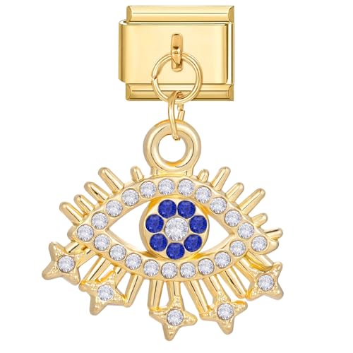 Greenyre Italian Charm Bracelet, 9mm Edelstahl Italian Style Charms für Damen, DIY Modul Charm Abnehmbare Schmuck mit Anhänger für Armband, Fußkettchen, Halskette, Gold von Greenyre