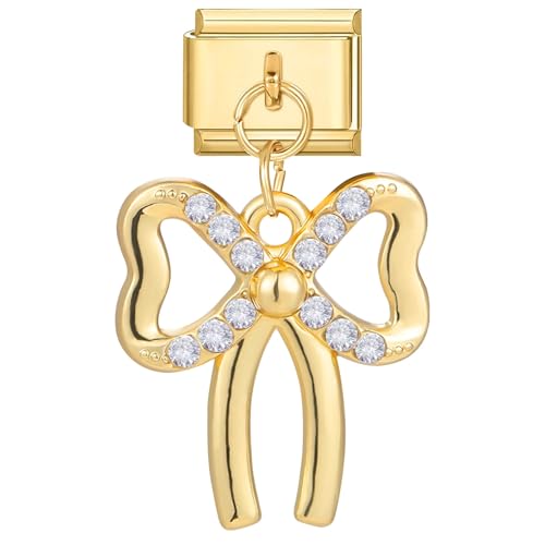 Italian Charm Bracelet gold italian Charms Module mit Anhänger für Armband Fußkettchen Halskette, 9mm Edelstahl Italian Style Charms für Damen, DIY Modul Charm Abnehmbare Schmuck(Gold-Anhänger 03) von Greenyre