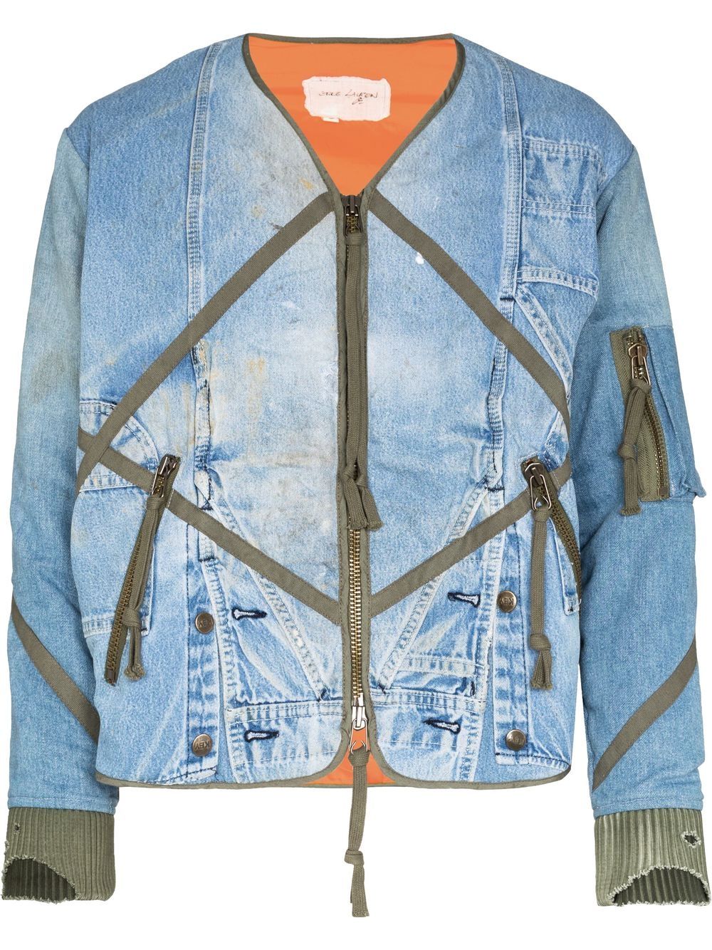 Greg Lauren Jeans-Bomberjacke mit Reißverschluss - Blau von Greg Lauren