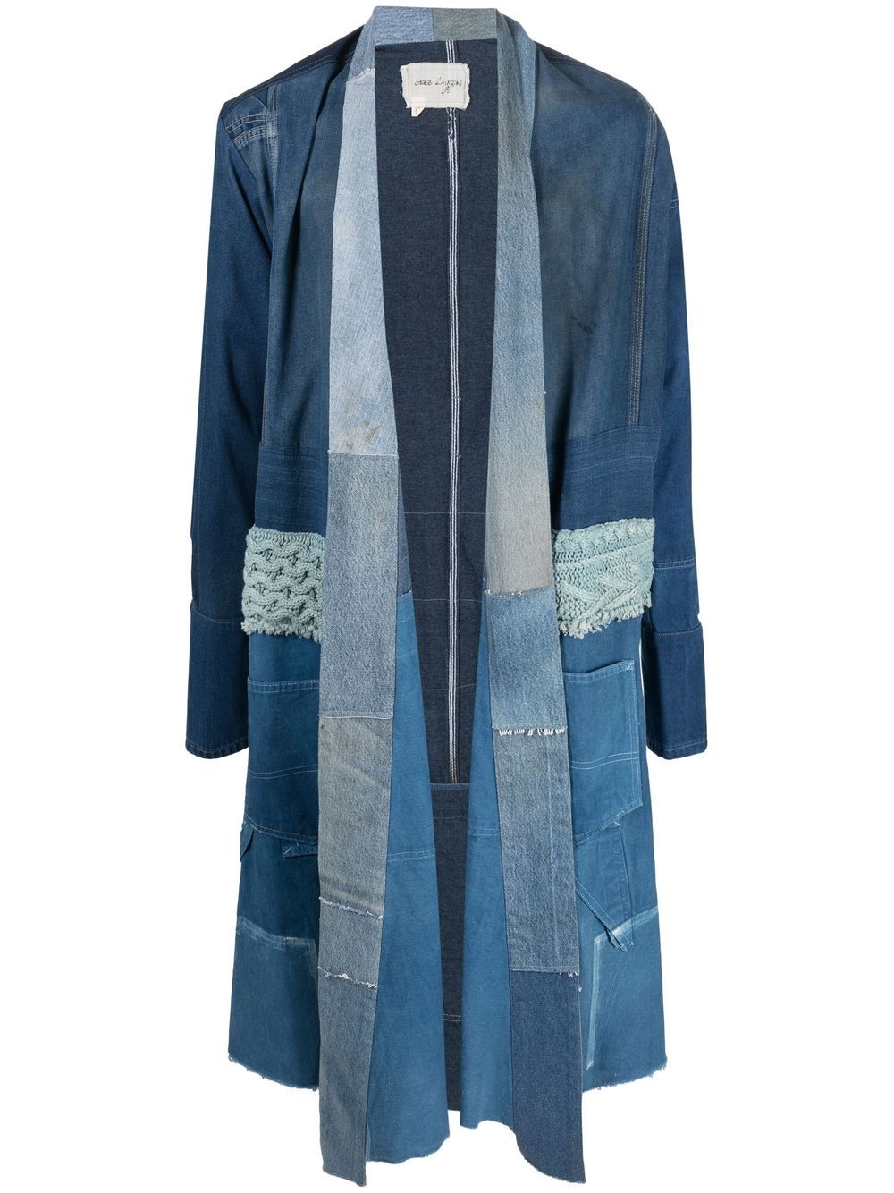 Greg Lauren Mantel im Patchwork-Look - Blau von Greg Lauren