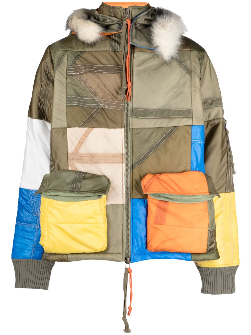 Greg Lauren Parachute Scrapwrk Jacke in Colour-Block-Optik - Grün von Greg Lauren