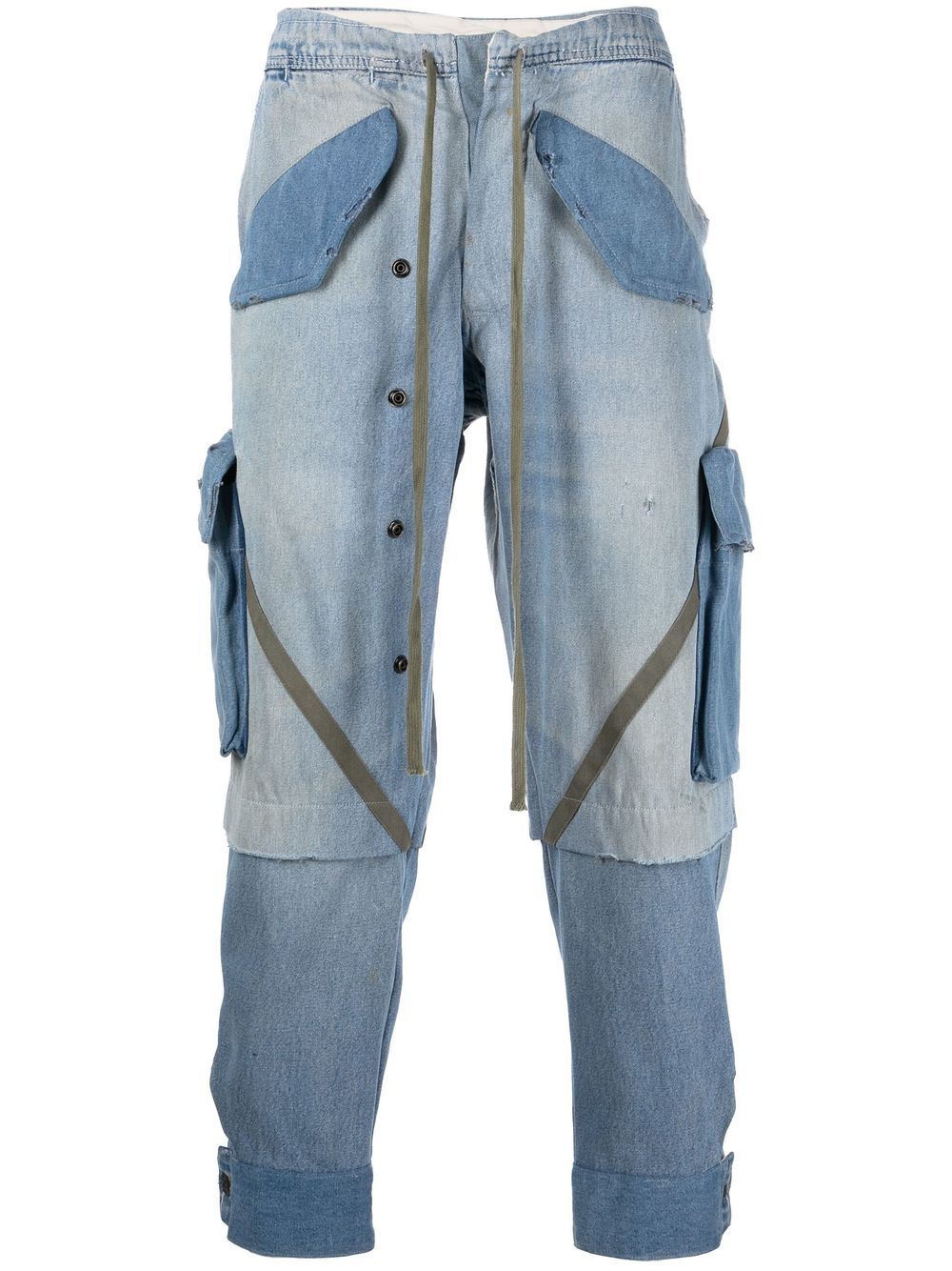 Greg Lauren Tapered-Jeans mit Kontrasteinsätzen - Blau von Greg Lauren