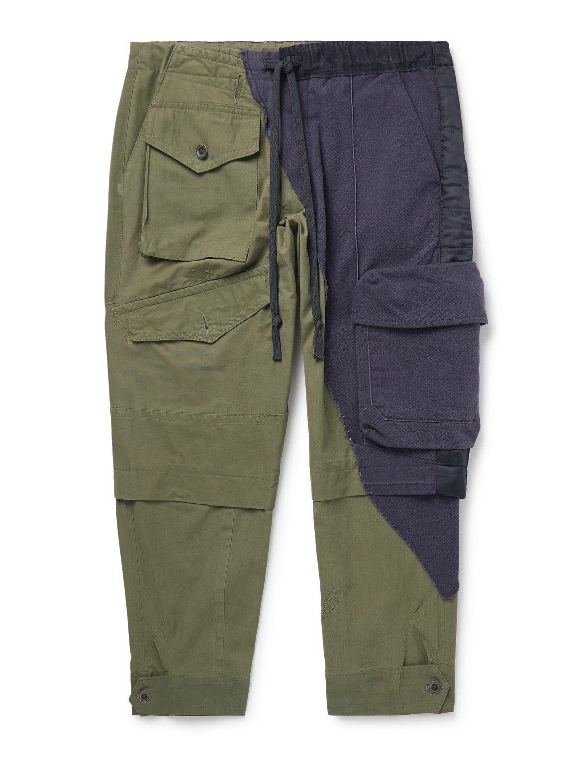 Greg Lauren - Tapered Panelled Cotton-Canvas and Denim Cargo Trousers - Men - Green - 5 Greg Lauren - Tapered Panelled Cotton-Canvas and Denim Cargo Trousers - Men - Green - 5 von Greg Lauren