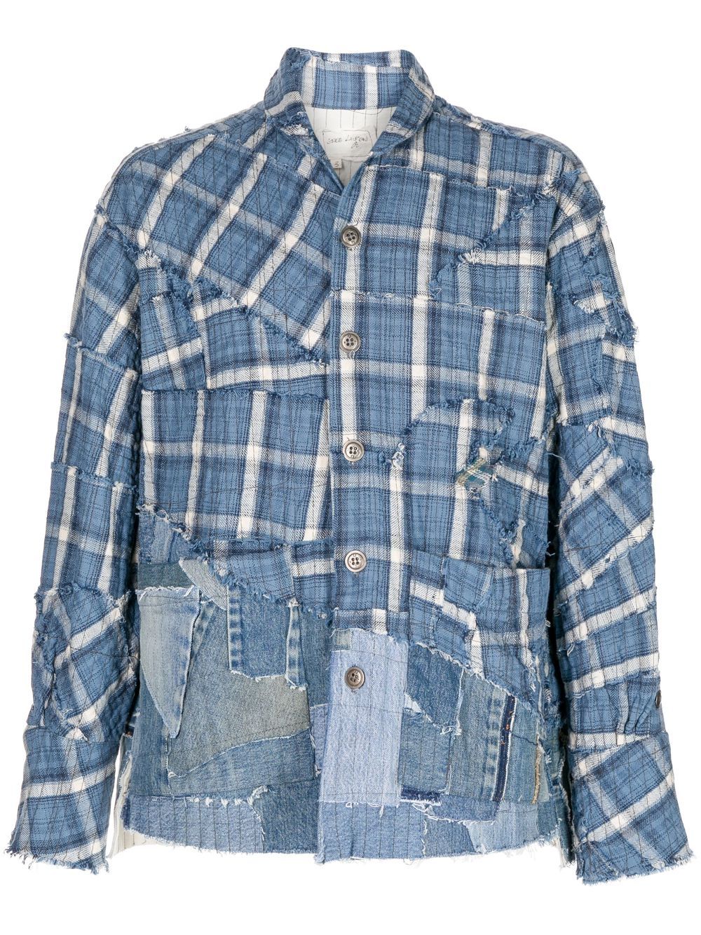 Greg Lauren Jeansjacke im Deconstructed-Look - Blau von Greg Lauren