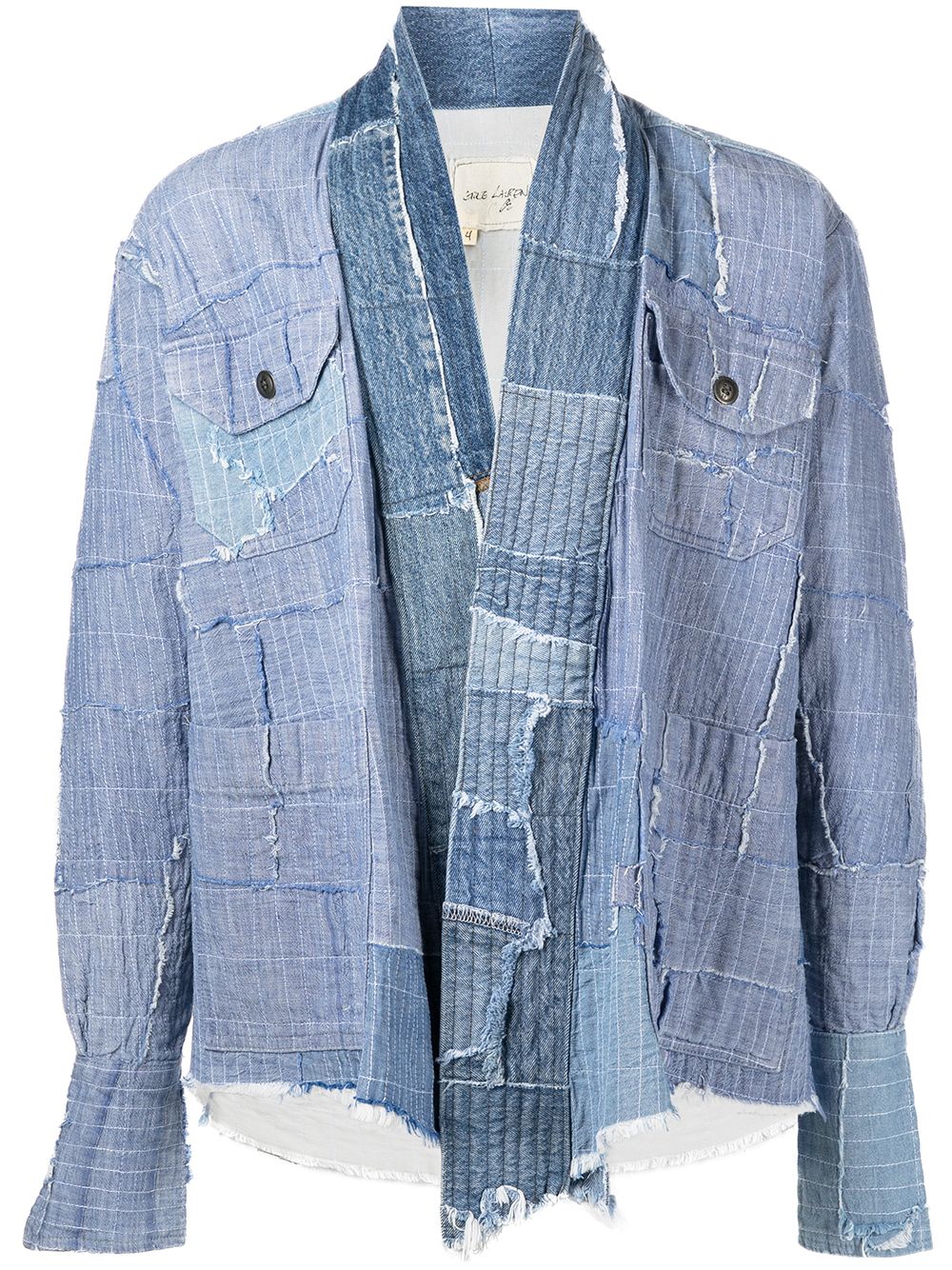 Greg Lauren Jeansjacke im Patchwork-Look - Blau von Greg Lauren