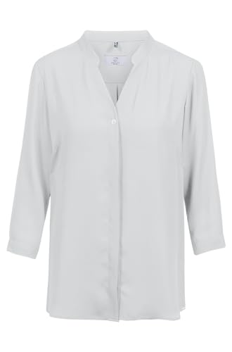 Greiff Chiffon Damen Chiffon-Bluse 3/4-Arm V-Neck Regular Silbergrau 48 von Greiff