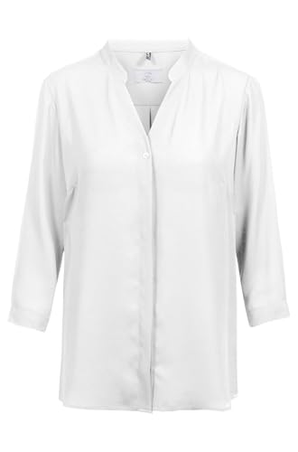 Greiff Chiffon Damen Chiffon-Bluse 3/4-Arm V-Neck Regular Weiß 36 von Greiff