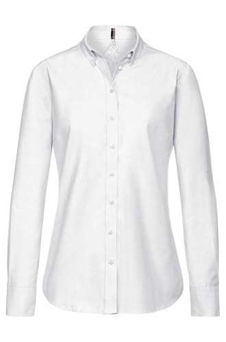GREIFF Corporate Wear Casual Damen Bluse Langarm Button-Down-Kragen Regular Fit Baumwollmix Oeko TEX® Pflegeleicht Weiß 48 von GREIFF
