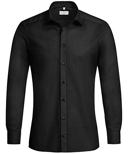 Greiff Größe 37/38 Corporate Wear Basic Herren Hemd Slim Fit Langarm Schwarz Modell 6720 1121 von GREIFF