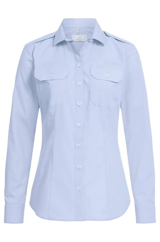 Greiff Corporate Wear Simple Damen Pilotbluse Langarm New-Kentkragen Regular Fit Baumwollmix Oeko TEX® Pflegeleicht Hellblau 42 von Greiff