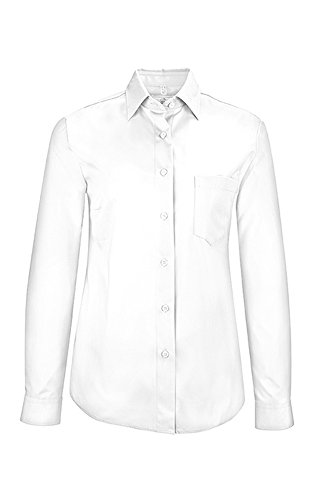 Greiff Größe 42 Gastro Moda Service Damen Bluse Comfort Fit Langarm Weiß Modell 6650 von Greiff