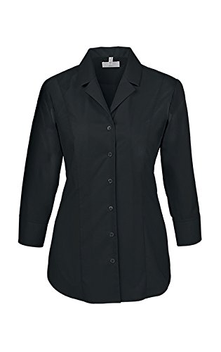 Greiff Größe 46 Corporate Wear Basic Damen Bluse 3/4-Arm Regular Fit Schwarz Modell 6506 von Greiff