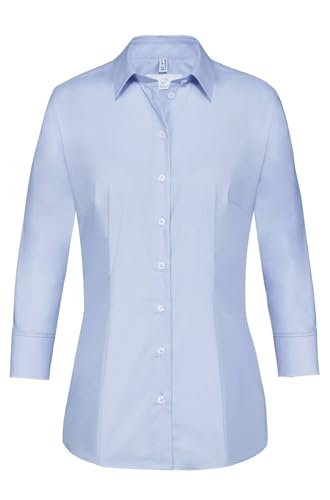 Greiff Corporate Bluse Basic Damen 3/4 Kent Regular-Fit Hellblau 48 von GREIFF