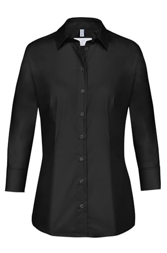 Greiff Corporate Bluse Basic Damen 3/4 Kent Regular-Fit Schwarz 48 von Greiff