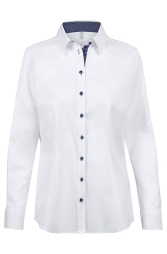 GREIFF Modern with 37.5® Damen Bluse Langarm Kent Regular Weiß/Blau 48 von GREIFF