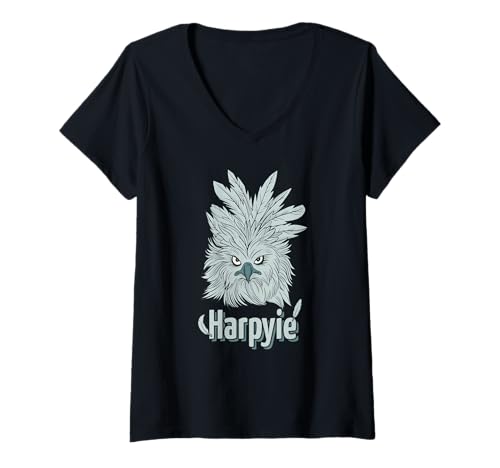 Damen Harpyie Design | Cooles Vogel Greifvogel Tshirt | Harpyie T-Shirt mit V-Ausschnitt von Greifvogelart Harpia Tshirt | Greifvögel Tshirt