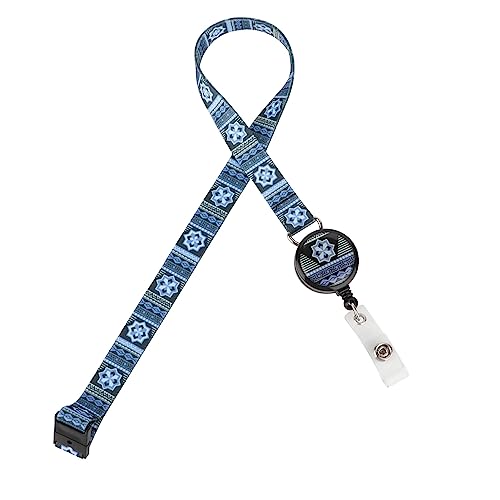 Einziehbare Ausweisrolle und Umhängeband, Sicherheitsfunktion, geometrisches dekoratives Muster, für Ausweise/USB/Zugangskarte/Schlüsselhalter von Grekywin