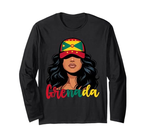 Grenadisches Mädchen Grenada Flagge Stolze Grenadische Frauen Langarmshirt Grenadisches Mädchen Grenada Flagge Stolze Grenadische Frauen Langarmshirt von Grenada for Girls and Women Grenadian Outfit