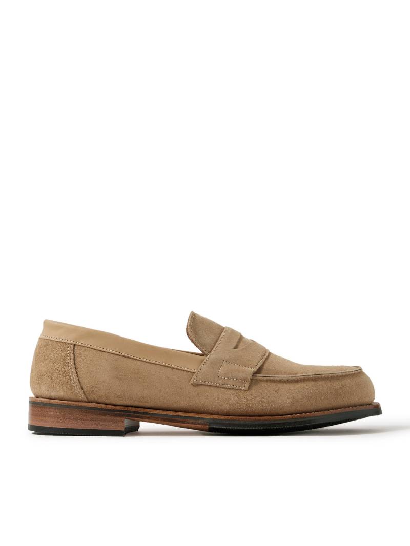 Grenson - Epsom Leather-Trimmed Suede Penny Loafers - Men - Neutrals - UK 7.5 von Grenson