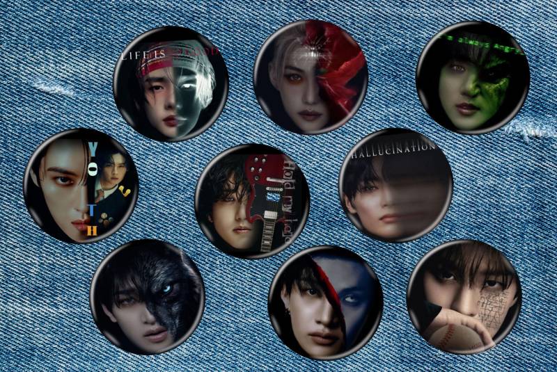Buttons, Stray Kids, Felix, Bang Chan, Changbin, Seungmin, Han, Lee Know, I.n., Hyunjin von GretSusann
