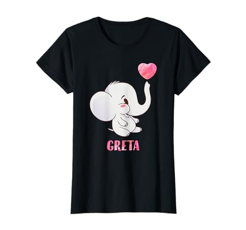 Greta Vorname Mädchen Personalisiertes Baby Elefanten T-Shirt Greta Vorname Mädchen Personalisiertes Baby Elefanten T-Shirt von Greta Namen Shirts für Kinder