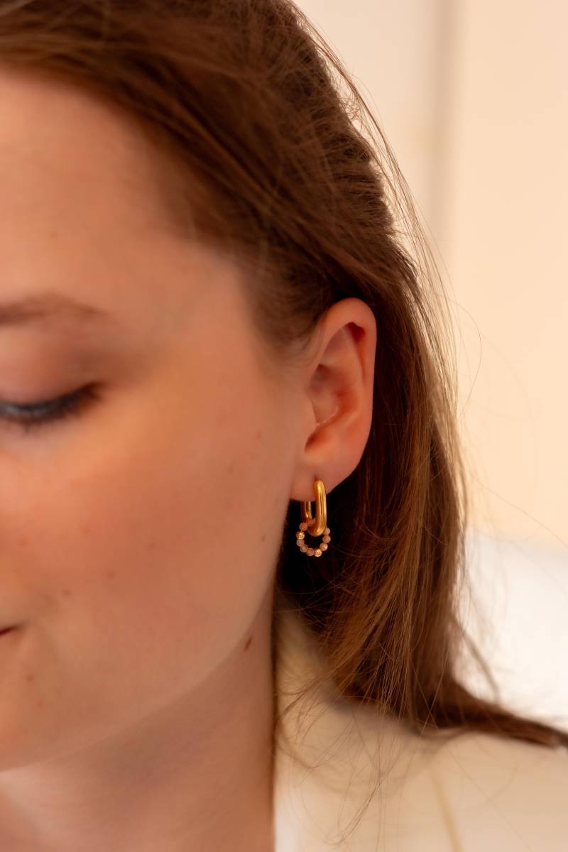 Goldene Sonnenstein Creolen Zierliche, Handgefertigte Creolen in Berlin von GretaLoto