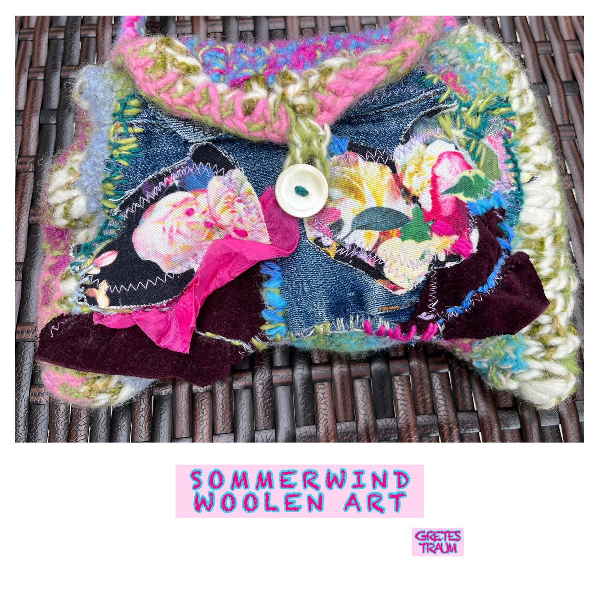 Tasche, Boho, Bunt, Unikat Handgemacht, Sommerwind, Nachhaltig, Geschenke Frauen, Woolen Art, Filz, Wolle von GretesTraum