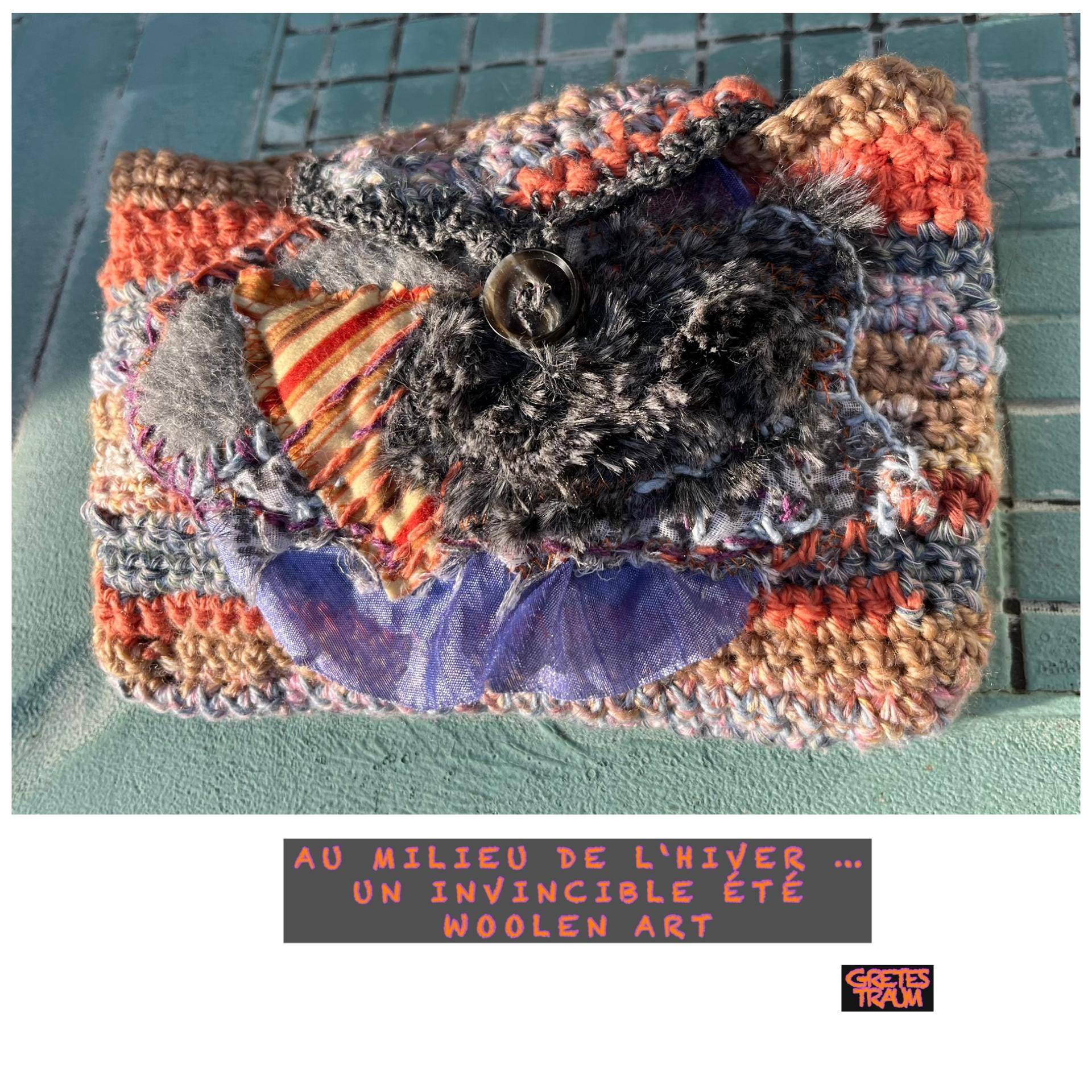 Tasche, Schmuck, Kosmetik, Boho, Gelb Orange Grau, Unikat Handgemacht, Au Milieu De L'hiver ..., Hommage Camus, Geschenke Frauen, Weihnachten von GretesTraum