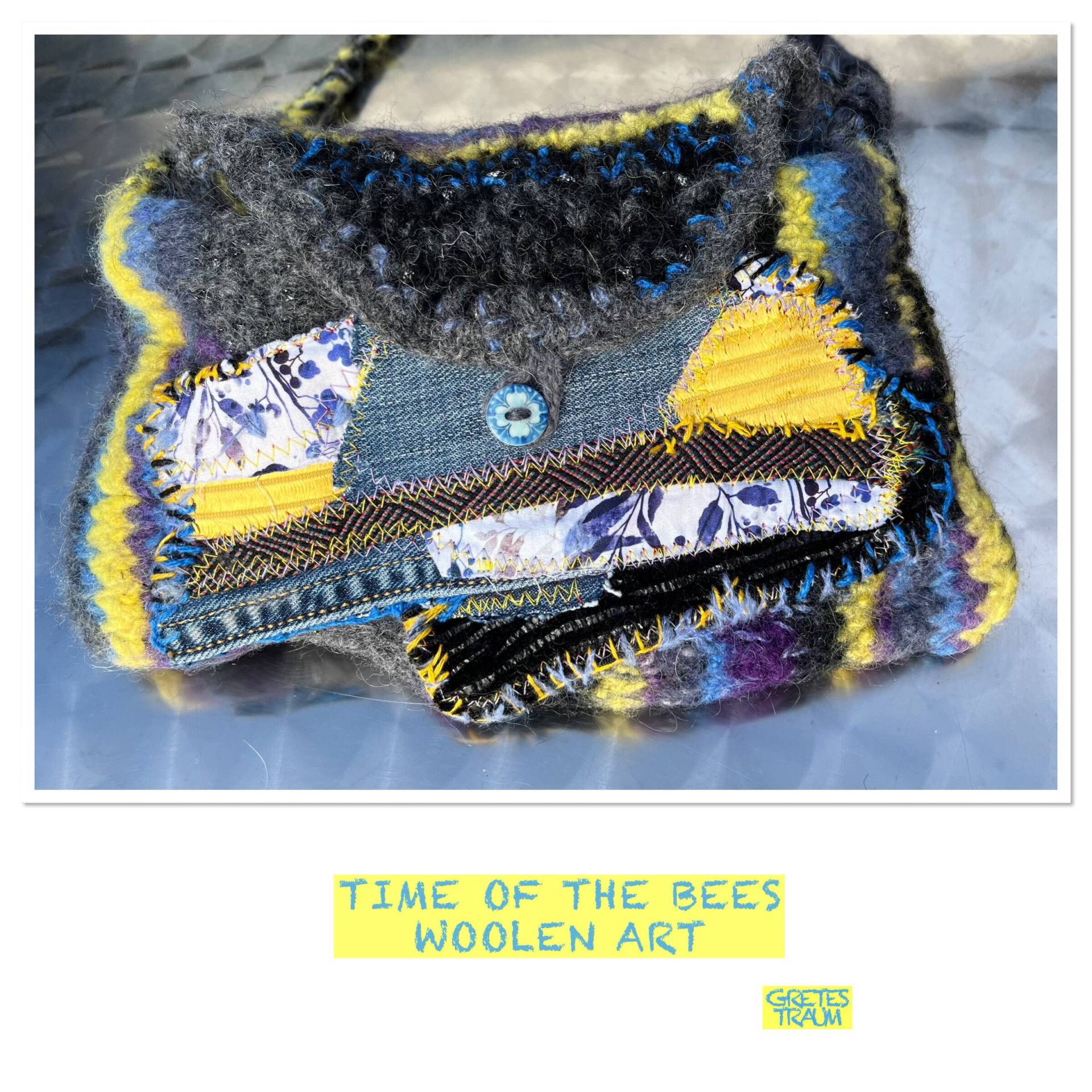 Tasche, Unikat Handgemacht, Boho, Blau Gelb, Time Of The Bees, Upcycling, Nachhaltig, Unique Art, Geschenke Frauen, Jeans, Ethno, Natur Tasche, Unikat Handgemacht, Boho, Blau Gelb, Time Of The Bees, Upcycling, Nachhaltig, Unique Art, Geschenke Frauen, Jeans, Ethno, Natur von GretesTraum