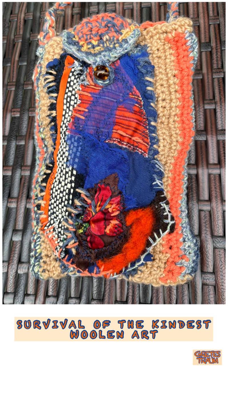 Tasche, Unikat Handgemacht, Boho, Gehäkelt, Survival Of The Kindest, Unique, Woolen Art, Nationalpark, Folk Geschenke Frauen, Upcycling von GretesTraum