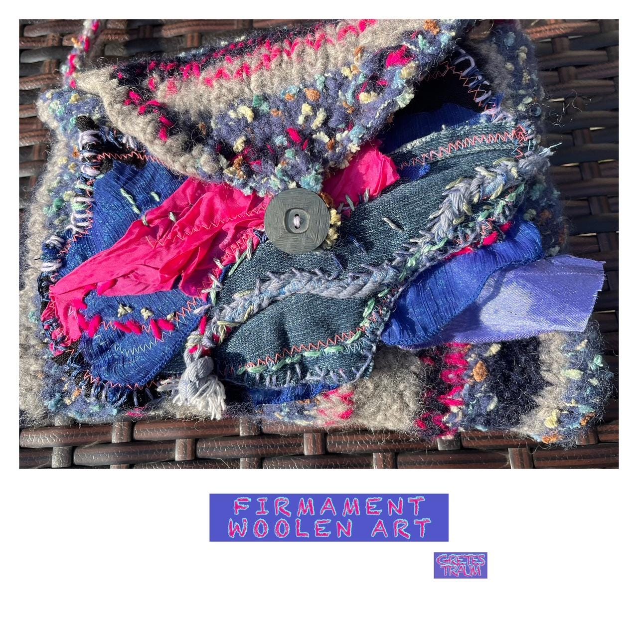 Tasche, Unikat Handgemacht, Boho, Lila, Blau, Pink, Firmament, Unique Art, Geschenke Frauen, Filz, Upcycling, Nachhaltig von GretesTraum