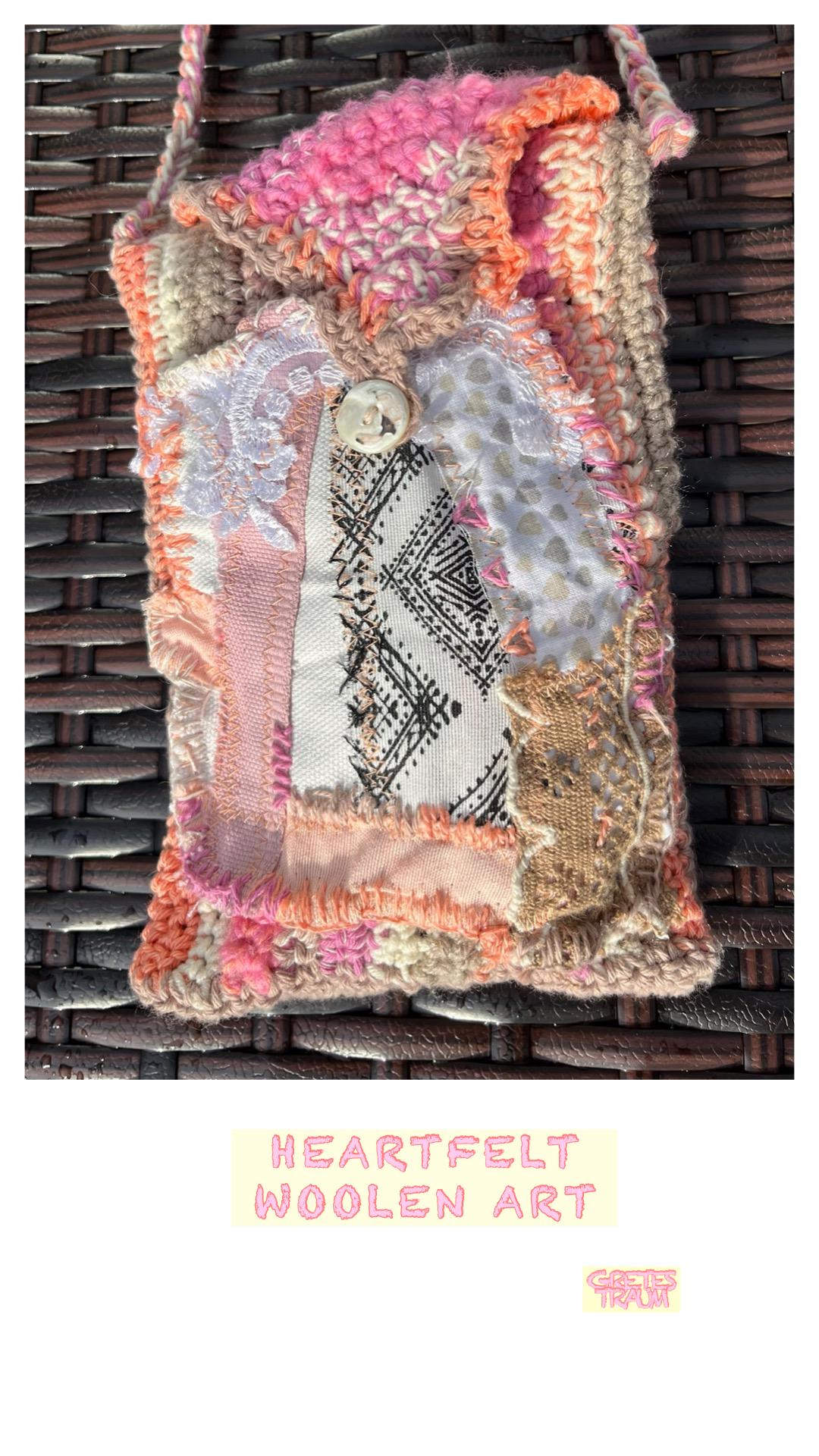 Tasche, Unikat Handgemacht, Boho, Rosa Naturweiß, Heartfelt, Unique Art, Geschenke Frauen, Upcycling, Nachhaltig, Ethno, Gehäkelt, Baumwolle von GretesTraum