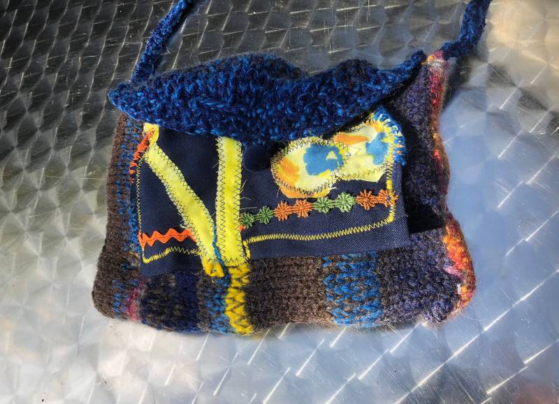 Tasche, Unikat Handgemacht, Boho, These - Antithese Synthese, Upcycling, Nachhaltig, Abstrakte Kunst, Philosophisch, Herbst, Unique Art von GretesTraum