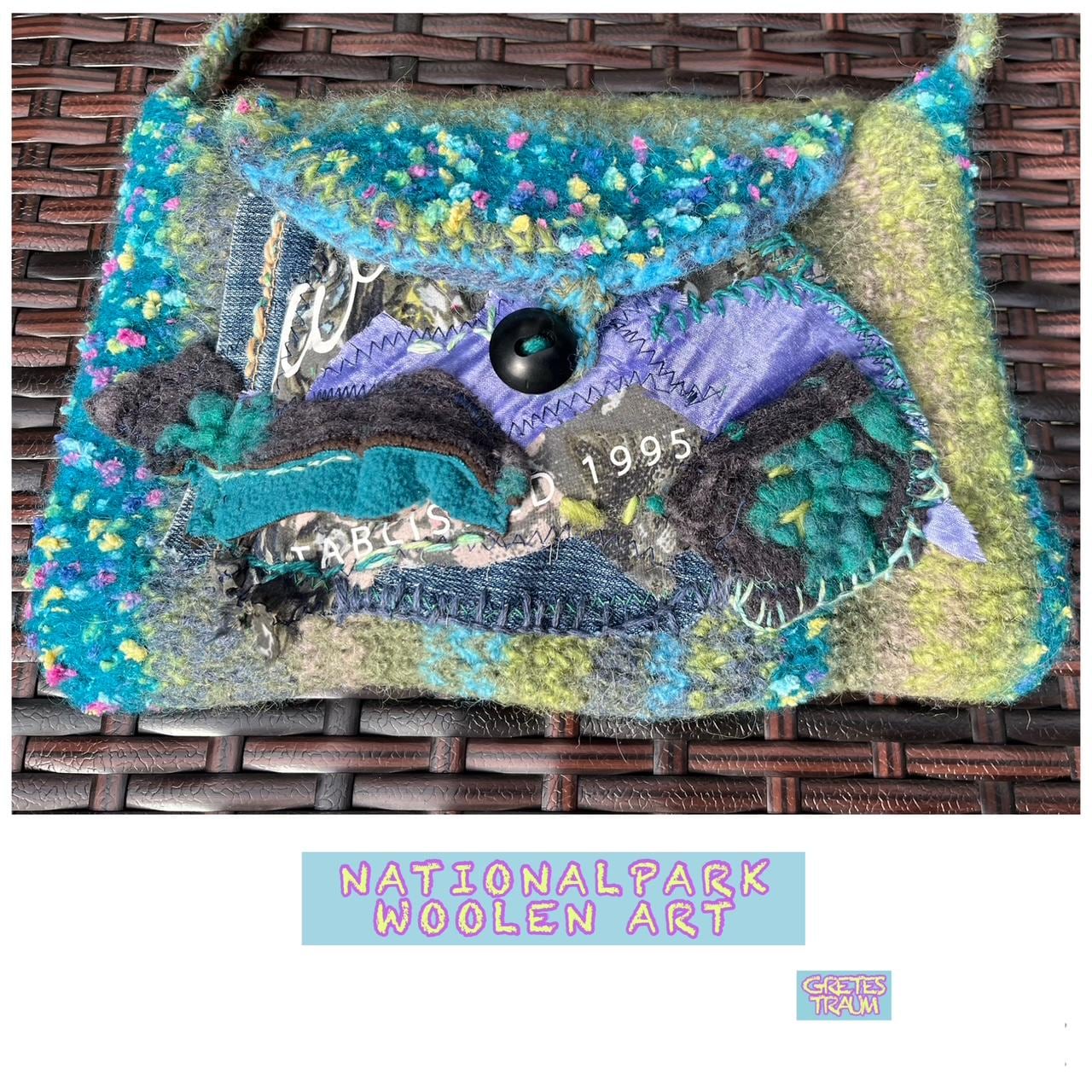 Tasche, Unikat Handgemacht, Filz Wolle, Boho, Grün Lila Türkis, Nationalpark, Unique Art, Folk Ethno, Geschenke Frauen, Upcycling von GretesTraum
