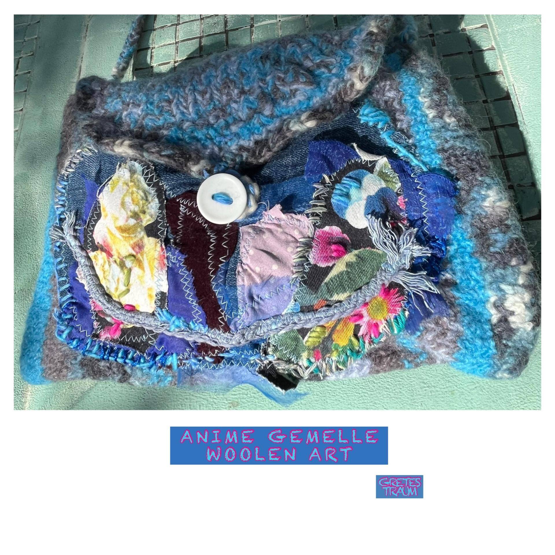 Tasche, Unikat Handgemacht, Wolle, Filz, Boho, Blau Bunt, Anime Gemelle, Unique Art, Geschenke Frauen, Sommer, Urlaub, Ethno, Retro, Blumen Tasche, Unikat Handgemacht, Wolle, Filz, Boho, Blau Bunt, Anime Gemelle, Unique Art, Geschenke Frauen, Sommer, Urlaub, Ethno, Retro, Blumen von GretesTraum