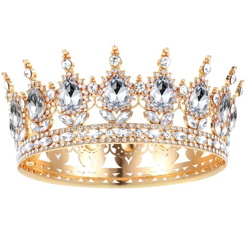 1 Stück Prinzessin Tiara Kristall Krone Damen Vintage Tiara Krone für Frauen Glitzernde Braut Diadem Haarschmuck für Brautkrone,Hochzeit,Abschlussball,Festzug Geburtstag Party(Weiß) von Grevosea